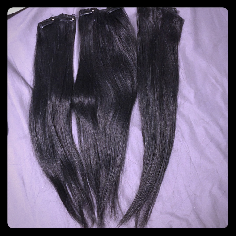 Sassy silky black hair extensions 18”